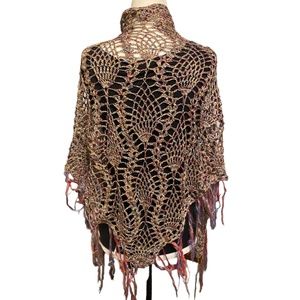 Vintage Handmade crochet silky shawl/scarf. Hand knit in Mexico.